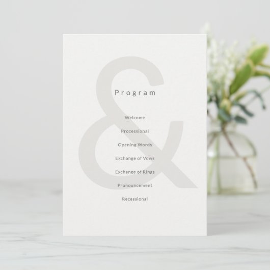 Redactionele typografie Huwelijksprogramma Programmakaart (Staand voorkant)