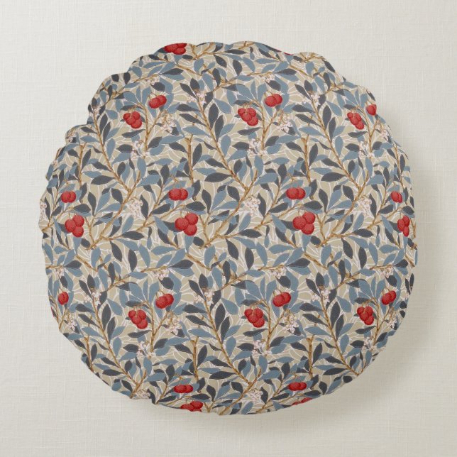 Redberry Tree, William Morris Rond Kussen (Voorkant)