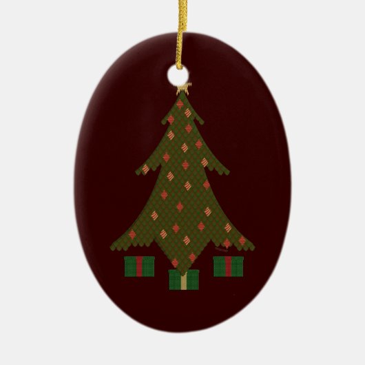 RedBG, quiltedTreeSolo Keramisch Ornament (Voorkant)
