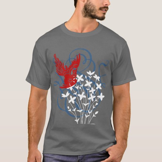 Redbird and Bluets (donker) T-shirt (Voorkant)