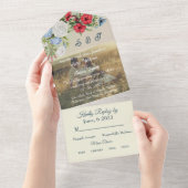 REDBLUE FLORA WEDDING INVITATION ALL IN ONE UITNODIGING (Afscheurbaar)