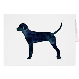 Redbone Coonhound Black Waterverf Silhouette Card