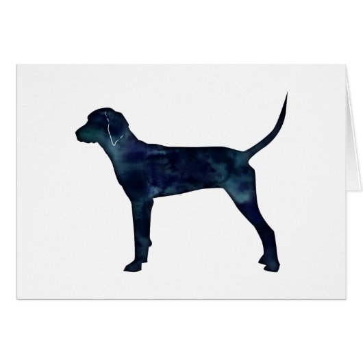 Redbone Coonhound Black Waterverf Silhouette Card (Voorkant Horizontaal)