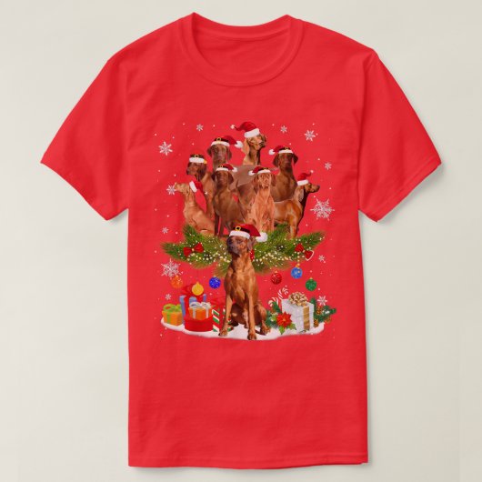 Redbone Coonhound Christmas Tree Lights Funny Dog  T-shirt (Design voorkant)