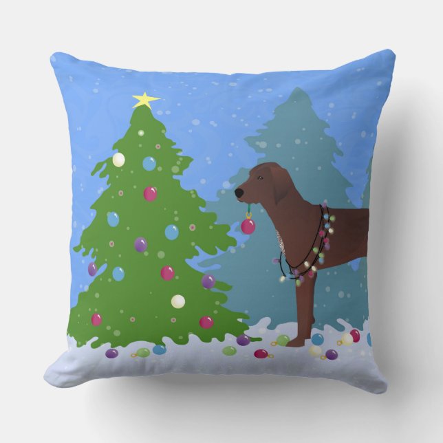 Redbone Coonhound Decorating Kerstboom Kussen (Voorkant)
