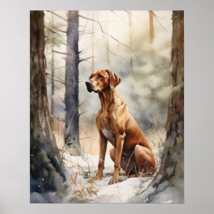 Redbone Coonhound Dog Art Print Poster