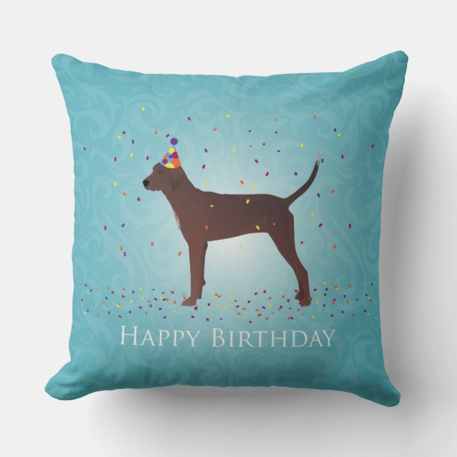 Redbone Coonhound Happy Birthday Design Kussen (Voorkant)