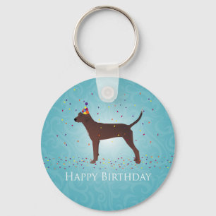 Redbone Coonhound Happy Birthday Design Sleutelhanger