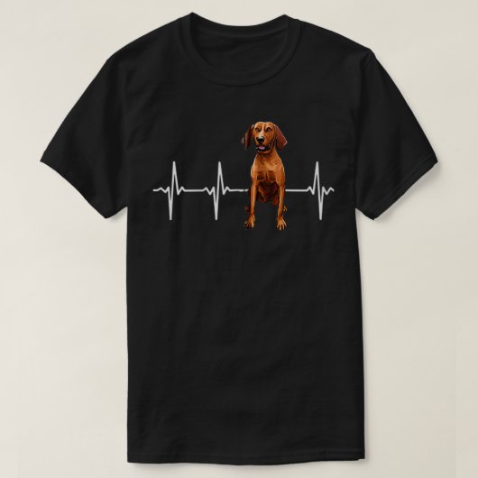 Redbone Coonhound Heartbeat Hondenliefhebber Zip T-shirt (Design voorkant)
