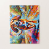 Redbone Coonhound Hond Portret Acryl Art Print Legpuzzel (Verticaal)