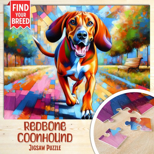 Redbone Coonhound Hond Portret Acryl Art Print Legpuzzel