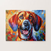 Redbone Coonhound Hond Portret Acryl Kunstprint Legpuzzel (Horizontaal)