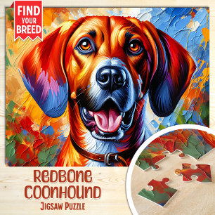 Redbone Coonhound Hond Portret Acryl Kunstprint Legpuzzel