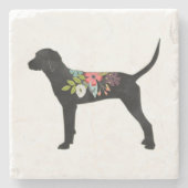 Redbone Coonhound Hondenras Boho Foral Silhouette Stenen Onderzetter (Voorkant)