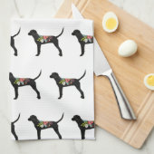 Redbone Coonhound Hondenras Boho Foral Silhouette Theedoek (Quarter Fold)