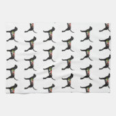 Redbone Coonhound Hondenras Boho Foral Silhouette Theedoek (Horizontaal)