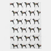 Redbone Coonhound Hondenras Boho Foral Silhouette Theedoek (Verticaal)