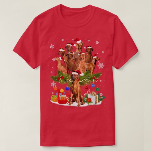 Redbone Coonhound kerstboom lampjes Funny Dog T-shirt (Design voorkant)