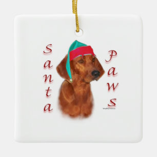 Redbone Coonhound Kerstman Pooten Keramisch Ornament