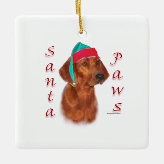 Redbone Coonhound Kerstman Pooten Keramisch Ornament (Voorkant)