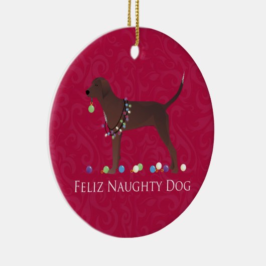 Redbone Coonhound Kerstmis Keramisch Ornament (Rechts)