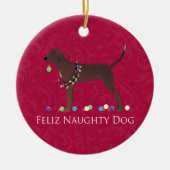 Redbone Coonhound Kerstmis Keramisch Ornament (Voorkant)