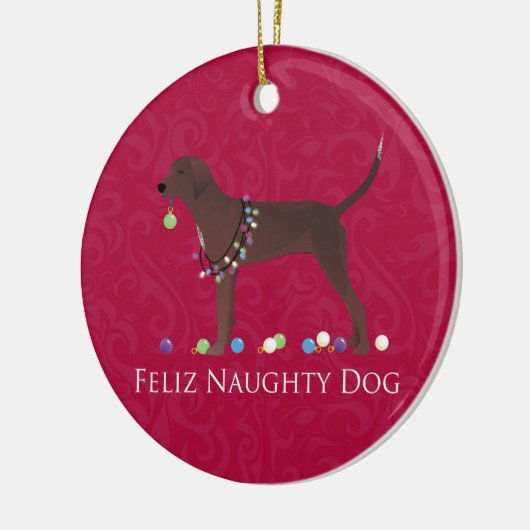 Redbone Coonhound Kerstmis Keramisch Ornament (Links)