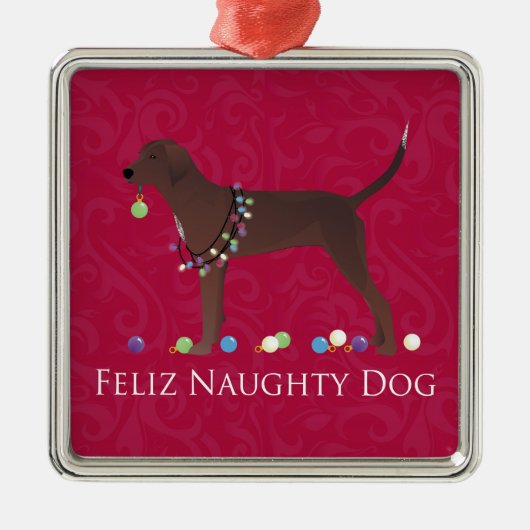 Redbone Coonhound Kerstmis Metalen Ornament (Voorkant)