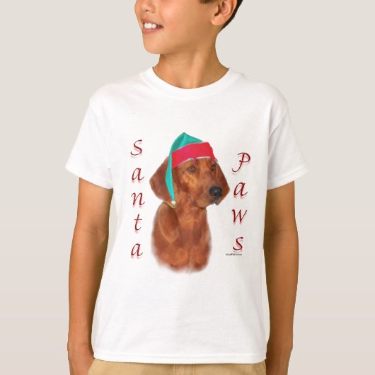 Redbone Coonhound Santa Paws T-shirt (Voorkant)