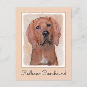 Redbone Coonhound-schildering - Kute Original Dog Briefkaart