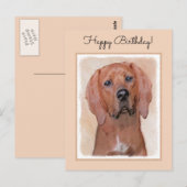 Redbone Coonhound-schildering - Kute Original Dog Briefkaart (Voorkant / Achterkant)