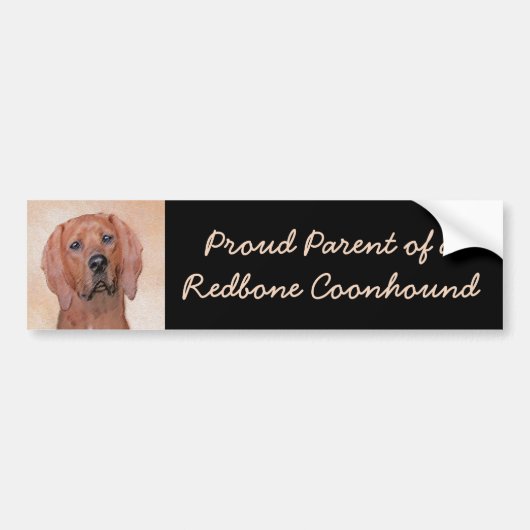 Redbone Coonhound-schildering - Kute Original Dog Bumpersticker (Voorkant)