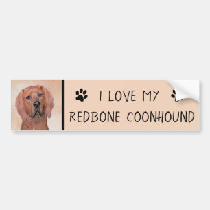 Redbone Coonhound-schildering - Kute Original Dog Bumpersticker