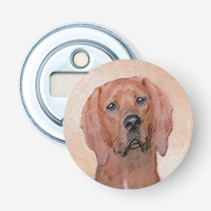 Redbone Coonhound-schildering - Kute Original Dog Button Flesopener