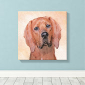 Redbone Coonhound-schildering - Kute Original Dog  Canvas Afdruk (Insitu (Houten vloer))