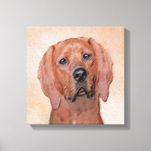 Redbone Coonhound-schildering - Kute Original Dog Canvas Afdruk