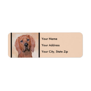 Redbone Coonhound-schildering - Kute Original Dog Etiket