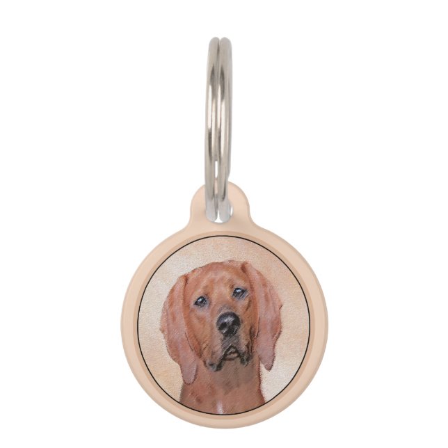Redbone Coonhound-schildering - Kute Original Dog  Huisdierpenning (Voorkant)