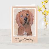Redbone Coonhound-schildering - Kute Original Dog  Kaart (Gele Bloem)