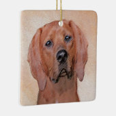 Redbone Coonhound-schildering - Kute Original Dog Keramisch Ornament (Rechts)