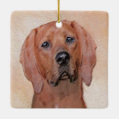 Redbone Coonhound-schildering - Kute Original Dog Keramisch Ornament (Achterkant)