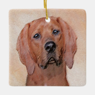 Redbone Coonhound-schildering - Kute Original Dog  Keramisch Ornament