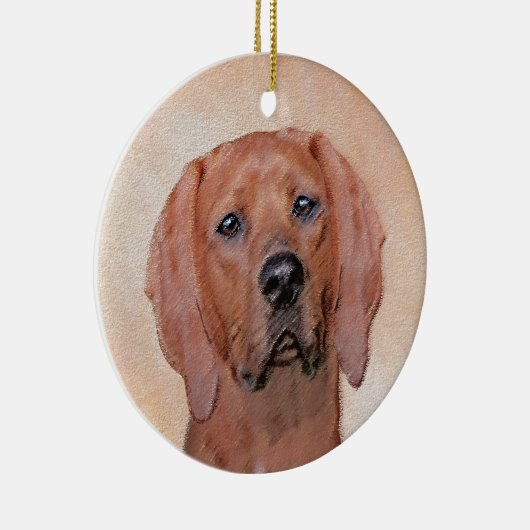 Redbone Coonhound-schildering - Kute Original Dog Keramisch Ornament (Rechts)
