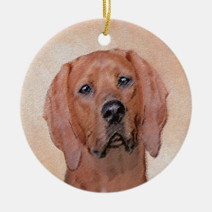 Redbone Coonhound-schildering - Kute Original Dog Keramisch Ornament