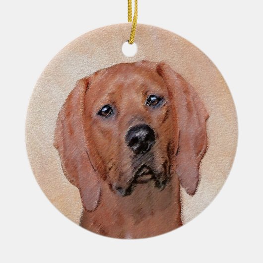 Redbone Coonhound-schildering - Kute Original Dog  Keramisch Ornament (Voorkant)