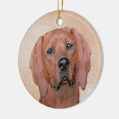 Redbone Coonhound-schildering - Kute Original Dog  Keramisch Ornament (Links)