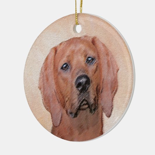 Redbone Coonhound-schildering - Kute Original Dog  Keramisch Ornament (Links)