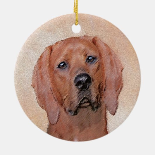 Redbone Coonhound-schildering - Kute Original Dog  Keramisch Ornament (Achterkant)