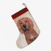 Redbone Coonhound-schildering - Kute Original Dog  Kleine Kerstsok (Achterkant (Hangend))