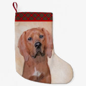 Redbone Coonhound-schildering - Kute Original Dog  Kleine Kerstsok (Voorkant)